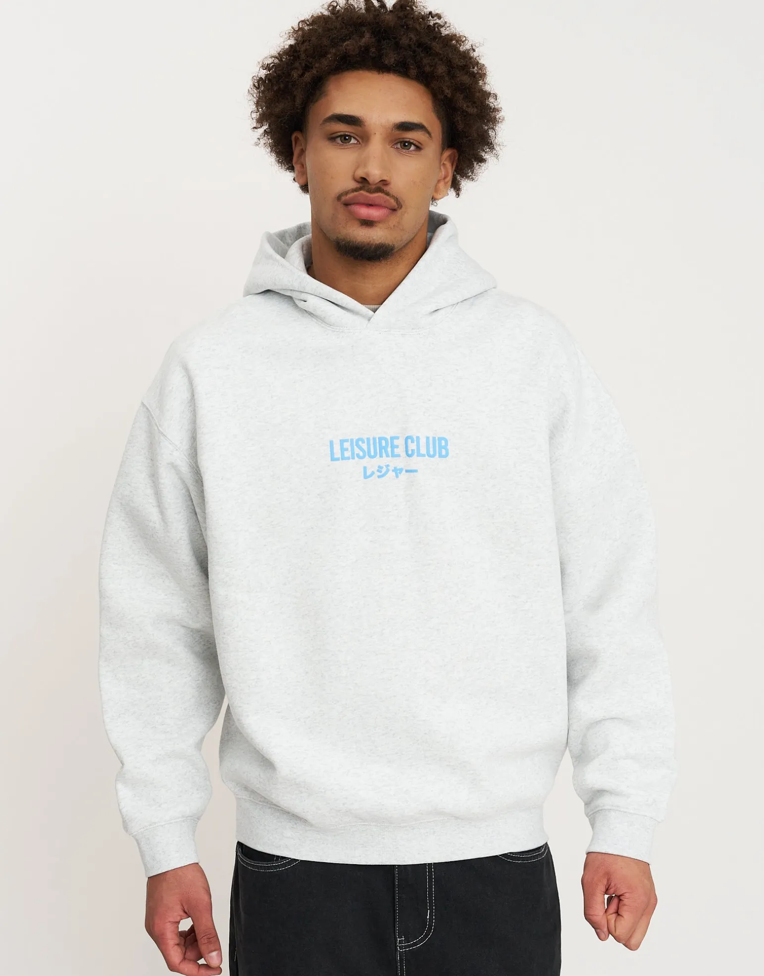 Leisure Club Print Oversized Hoodie in Black