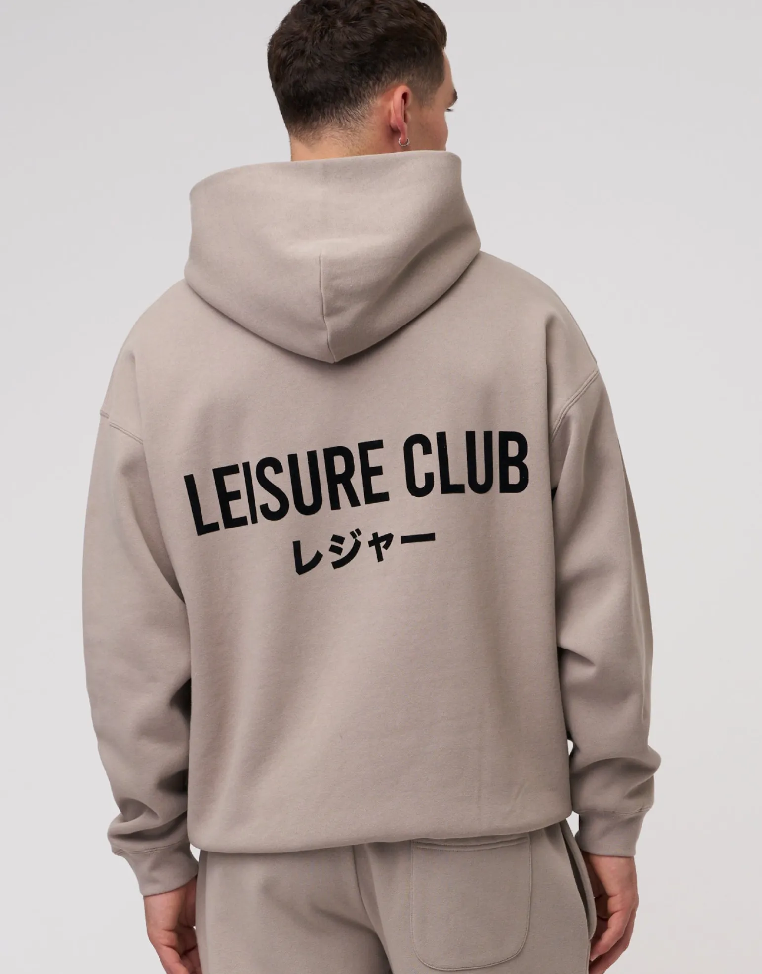 Leisure Club Print Oversized Hoodie in Black