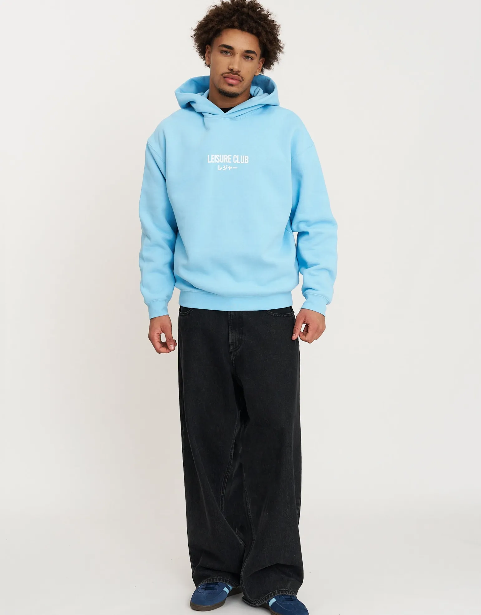 Leisure Club Print Oversized Hoodie in Black