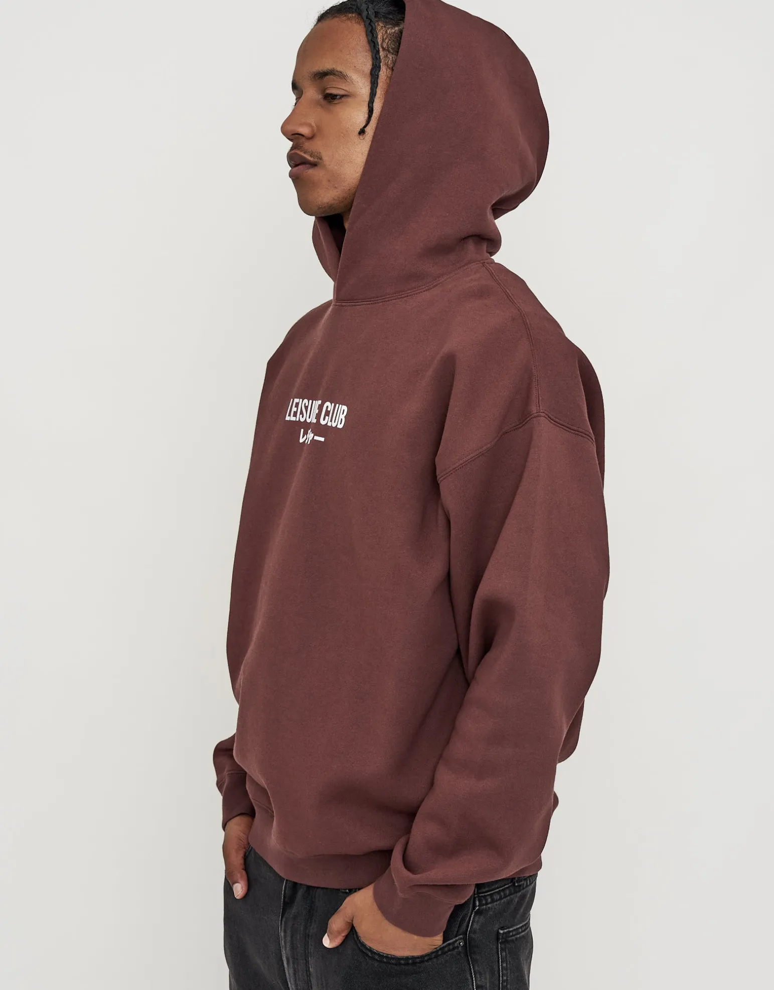 Leisure Club Print Oversized Hoodie in Black