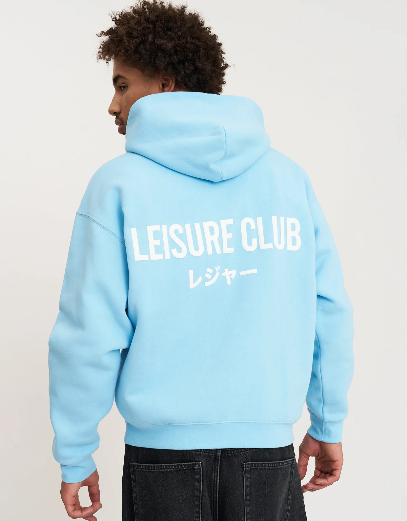 Leisure Club Print Oversized Hoodie in Black