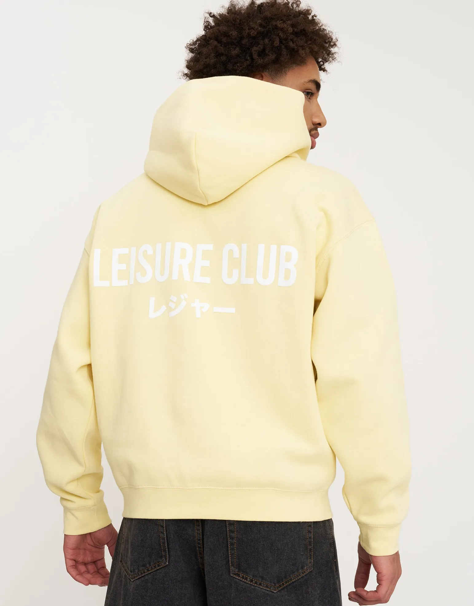 Leisure Club Print Oversized Hoodie in Black