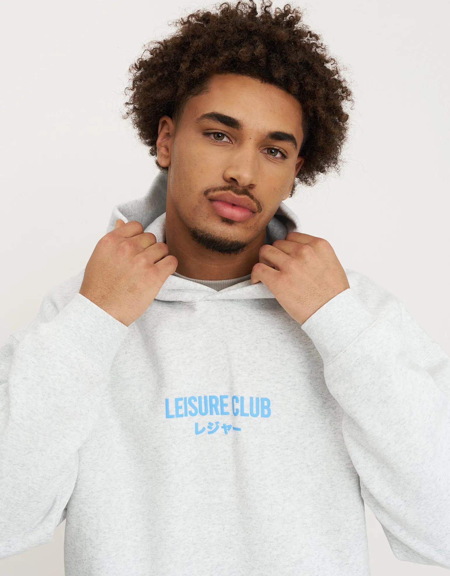 Leisure Club Print Oversized Hoodie in Black