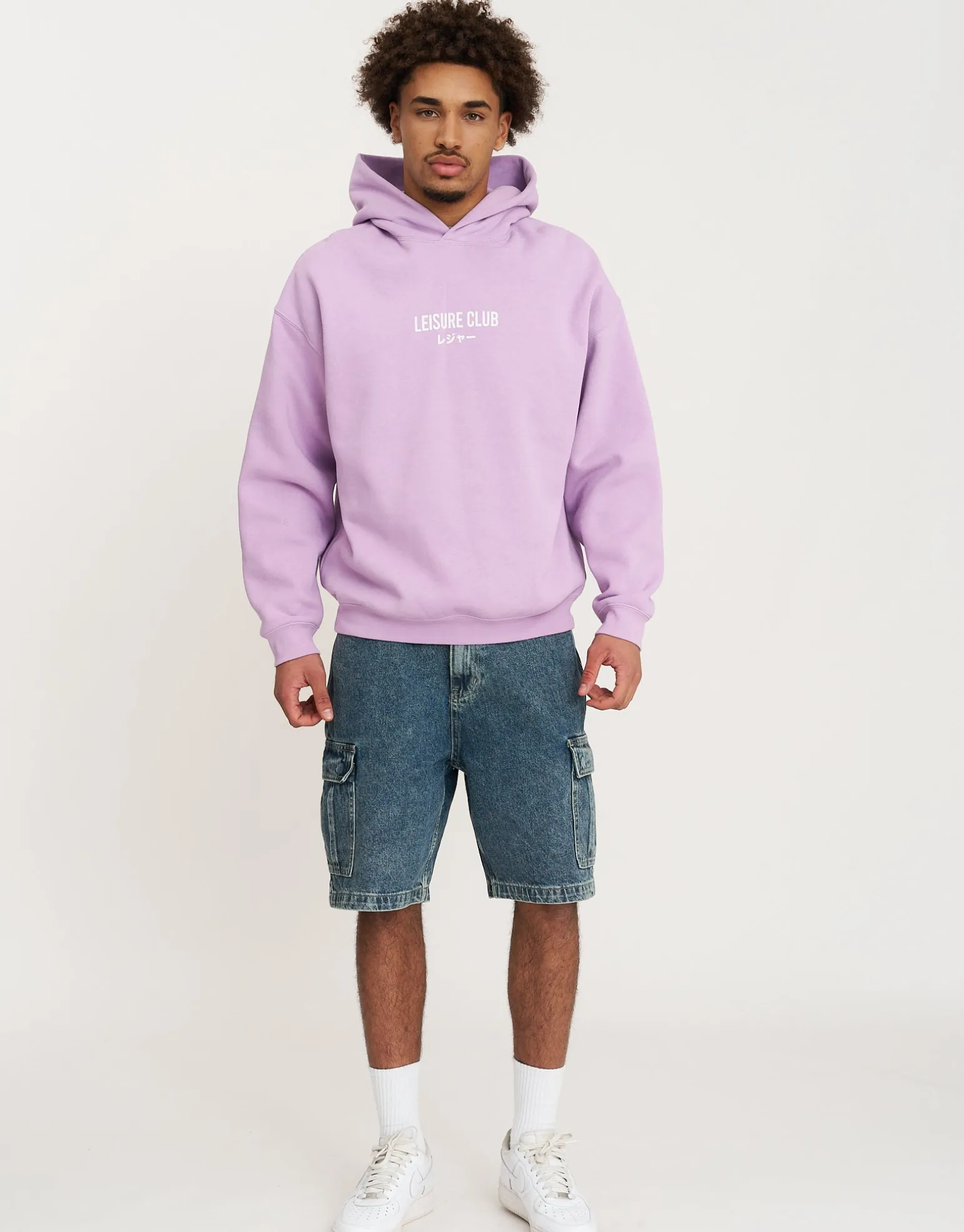 Leisure Club Print Oversized Hoodie in Black