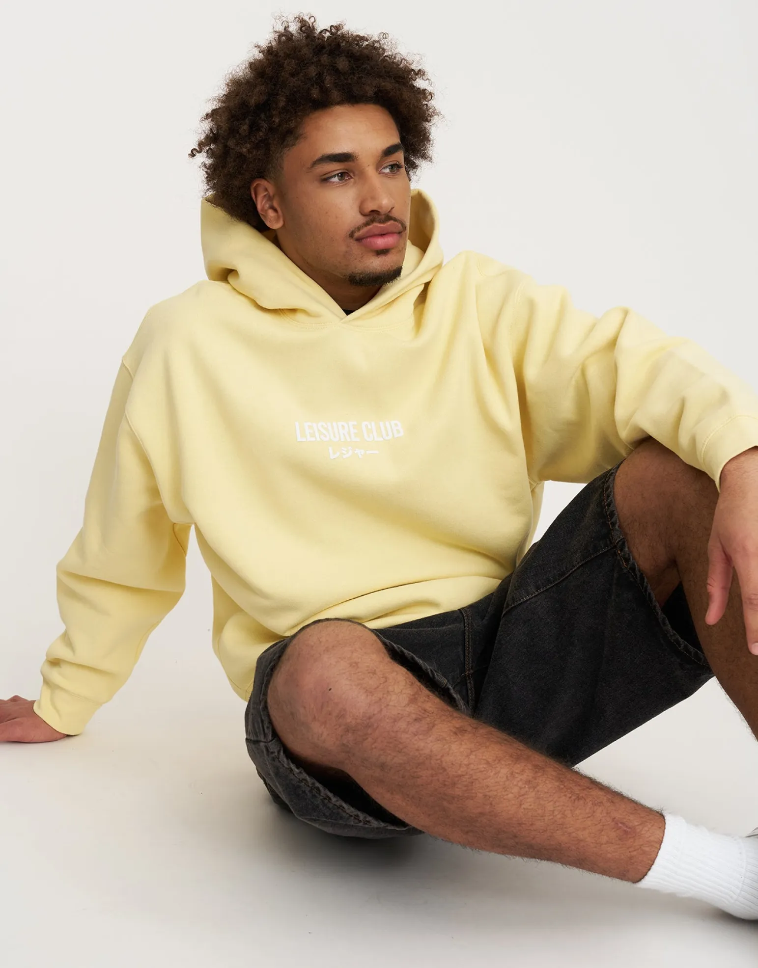 Leisure Club Print Oversized Hoodie in Black
