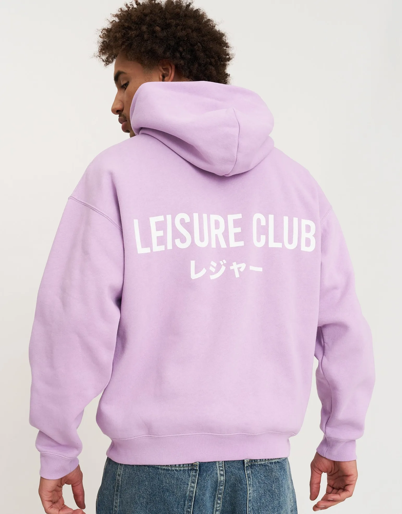 Leisure Club Print Oversized Hoodie in Black