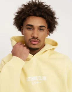Leisure Club Print Oversized Hoodie in Black