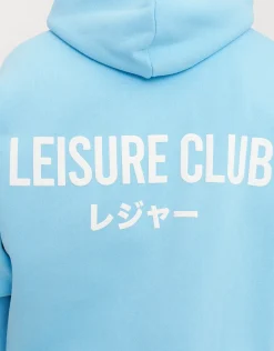 Leisure Club Print Oversized Hoodie in Neon Lilac