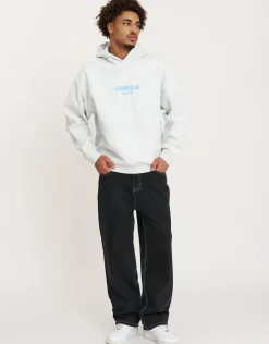 Leisure Club Print Oversized Hoodie in Neon Lilac