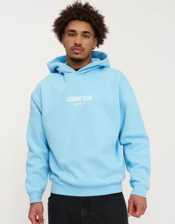 Leisure Club Print Oversized Hoodie in Bitter Brown