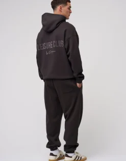 Leisure Club Puff Print Oversized Hoodie in Empire Yellow