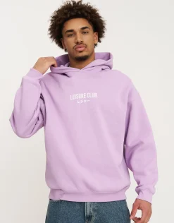 Leisure Club Puff Print Oversized Hoodie in Empire Yellow