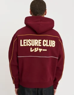 Leisure Club Team Oversized Hoodie in Maroon