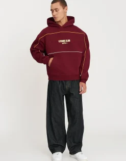 Leisure Club Team Oversized Hoodie in Maroon