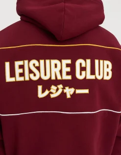 Leisure Club Team Oversized Hoodie in Maroon