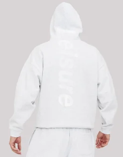 Leisure Embroidered Oversized Hoodie in Snow Marle