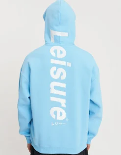 Leisure Embroidered Oversized Hoodie in Ice Blue