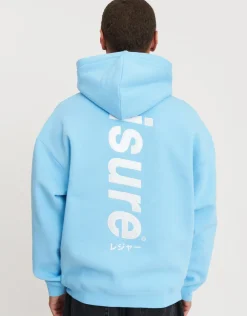 Leisure Embroidered Oversized Hoodie in Ice Blue
