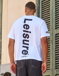 Leisure Embroidered Relaxed Fit T Shirt in Blanc