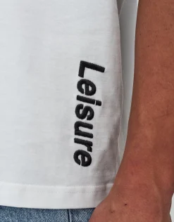 Leisure Embroidered Relaxed Fit T Shirt in Blanc