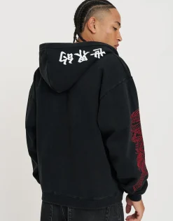 Liberty Oversized Zip Up Hoodie in Washed Black