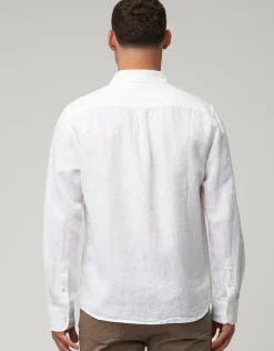 Linen Blend Long Sleeve Shirt in Blue