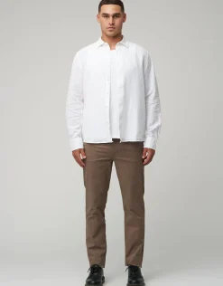 Linen Blend Long Sleeve Shirt in Blue