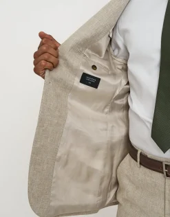 Linen Blend Slim Fit Suit Jacket in Oat