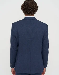 Linen Blend Slim Fit Suit Jacket in Oat