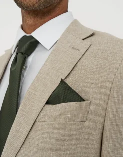 Linen Blend Slim Fit Suit Jacket in Navy
