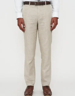 Linen Blend Slim Fit Suit Pants in Oat