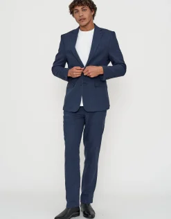 Linen Blend Slim Fit Suit Pants in Oat