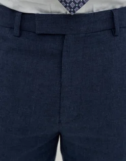 Linen Blend Slim Fit Suit Pants in Oat