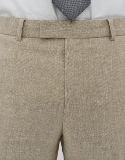 Linen Blend Slim Fit Suit Pants in Oat
