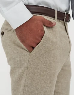 Linen Blend Slim Fit Suit Pants in Navy