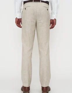 Linen Blend Slim Fit Suit Pants in Navy
