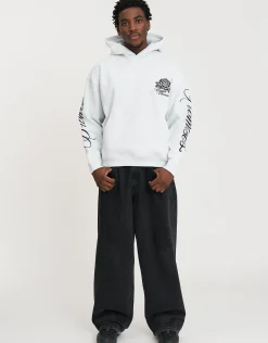 Los Angeles Rose Oversized Hoodie in Washed Black