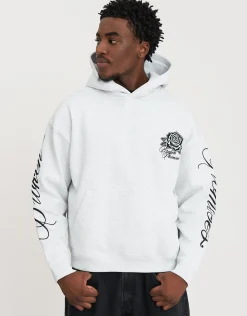 Los Angeles Rose Oversized Hoodie in Snow Marle