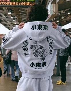 Los Angeles Rose Oversized Hoodie in Snow Marle