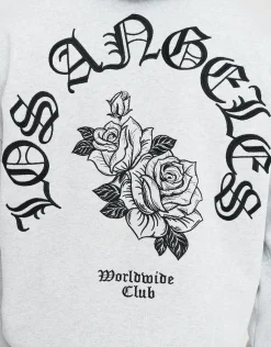 Los Angeles Rose Oversized Hoodie in Snow Marle