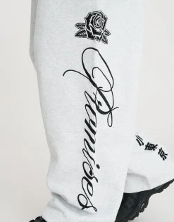 Los Angeles Rose Wide Leg Track Pants in Washed Black