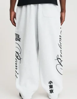 Los Angeles Rose Wide Leg Track Pants in Washed Black