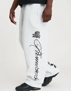 Los Angeles Rose Wide Leg Track Pants in Washed Black