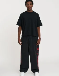 Los Angeles Rose Wide Leg Track Pants in Snow Marle
