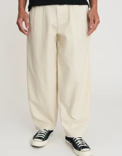 Madison Barrel Fit Pleated Pants in Bone