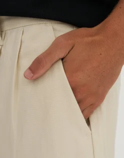 Madison Barrel Fit Pleated Pants in Bone