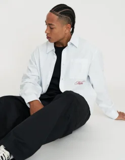 Malibu Striped Oxford Long Sleeve Shirt in Blue/white