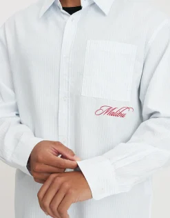 Malibu Striped Oxford Long Sleeve Shirt in Blue/white