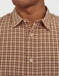 Manhattan Check Short Sleeve Shirt in Peach