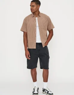 Manhattan Check Short Sleeve Shirt in Peach